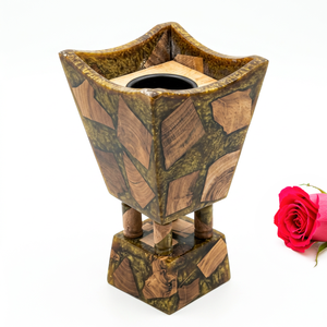 Brûleur d'encens artisanal en résine et bois vert olive robuste avec plateau métallique, support pour Oud, décoration d'intérieur, vente en gros - Product Image 1