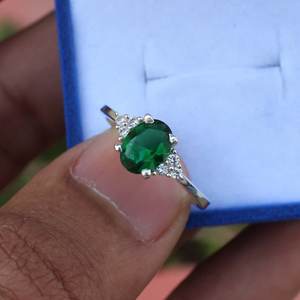 Natural Black Peridot Oval Cut Sterling Silver Vintage Rhodium Plated Luxury Premium Grade IGI Certified <b>Ring</b> for Women Elegant - Product Image 2