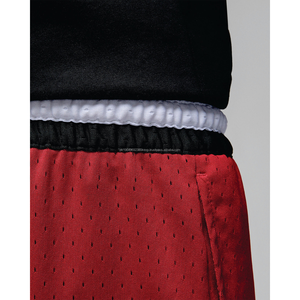 Short diamant rouge et noir pour homme 100% maille polyester motif solide pour courir sec et confortable avec ceinture élastique - Product Image 6