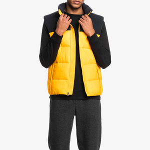 Gilet matelassé jaune pour homme à col montant, imperméable, coupe-vent, avec fermeture éclair, veste sans manches décontractée pour l'hiver, personnalisable avec logo - Product Image 6