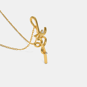 สร้อยคอจี้เพชรสีเหลืองทองสัญลักษณ์ OM ปลูกในห้องปฏิบัติการ - Product Image 6