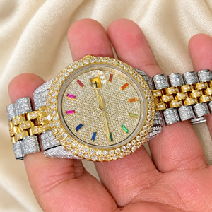 Luxury Hip Hop Quartz Watch Iced Dial Stainless Steel Bracelet <b>Wristwatch</b> Date Display for <b>Men</b> - Product Image 2