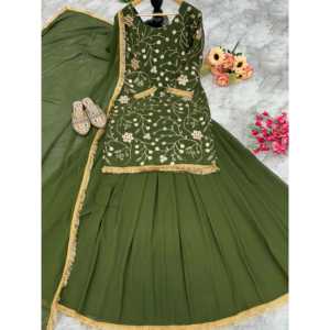 ชุดเสื้อและเลเฮนกาสำหรับงานปาร์ตี้สวยงามสำหรับผู้หญิง พร้อมผ้าคลุมไหล่ - Product Image 5