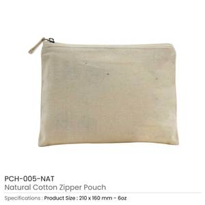 Pochette zippée en coton simple et écologique multi-usages 6 oz - Product Image 3