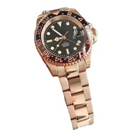 Montre de plongée analogique en acier inoxydable avec bracelet de 20 mm, mouvement SEIKO NH34, logo GMT S, bracelet Jubilee doré, résistante à l'eau