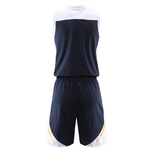 Unisex Basketball Jersey Set Sleeveless V-Neck Sublimated Moisture Wicking Blue <b>White</b> With Yellow Accents Adult Regular Fit - Product Image 3