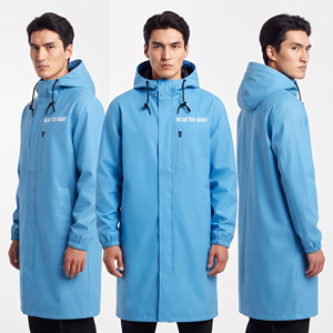 เสื้อโค้ทกันลมแบบยาวสำหรับผู้ชายไซส์ใหญ่ พิมพ์ลายตามสั่ง OEM ผลิตจากไนลอน 100% กันน้ำ แห้งเร็ว น้ำหนักเบา เหมาะสำหรับเดินป่า เป็นมิตรต่อสิ่งแวดล้อม - Product Image 6
