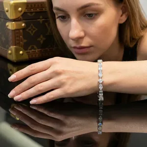Pulsera de Diamantes Cultivados en Laboratorio de Formas Mixtas, Corte Pera, Ovalado y Princesa, Oro Blanco de 14K, Certificado IGI, Estilo Hiphop, Unisex, Venta al Por Mayor - Product Image 5