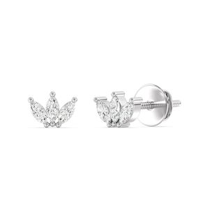Marquise Cut Lab Grown Diamond Three <b>Stone</b> Stud Earrings - Product Image 3