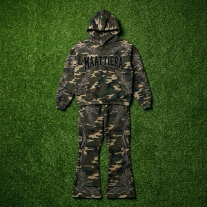 Conjunto Deportivo de Camuflaje para Hombre, Chaqueta y Pantalones con Bordado de Hojas de Diamantes de Imitación, Ropa Deportiva Personalizada de Primera Calidad - Product Image 6