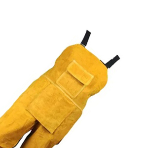 Yellow <b>Leather</b> Welding <b>Apron</b> Safety Fire Resistant Regular Fit with Pockets for Workshop and Maintenance - Product Image 2