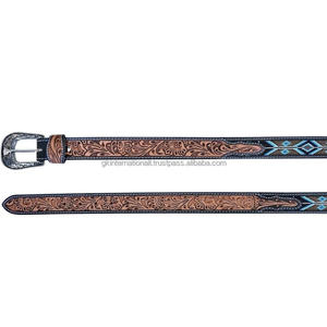 OEM <b>Belt</b> Manufacturer Metal Buckle <b>Belt</b> Western Indian Handmade Fashion Genuine <b>Leather</b> Beaded Embroidery western <b>Leather</b> <b>Belt</b> - Product Image 5