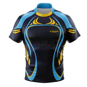 Service OEM, Nouveau Design, Maillot de Rugby de Haute Qualité, Vente en Gros, Design Personnalisé, Couleur, Manches Courtes, Unisexe, Adulte, Séchage Rapide, Respirant - Product Image 1