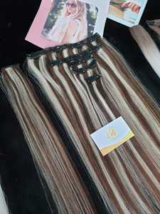 Clip dans l'extension de cheveux 100% cheveux humains vietnamiens en gros luxe Top qualité Remy cheveux humains Invisible sans couture - Product Image 6