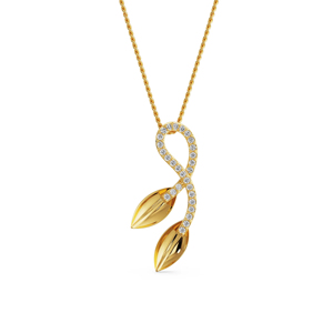 Luxury Yellow Gold Pendant Necklace With Diamond Leaf Design <b>Rope</b> <b>Chain</b> 20.45mm Unisex Everyday Wear - Product Image 2