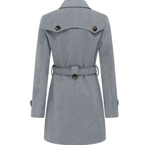 <b>Women's</b> <b>Wool</b> Trench <b>Coat</b> <b>Double</b> <b>Breasted</b> Solid Color Midi Length Casual Outerwear Full Sleeve Custom <b>Wool</b> <b>Coats</b> - Product Image 2