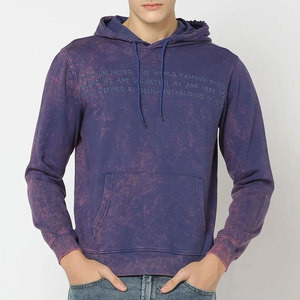 Sudadera con Capucha para Hombre, Corte Regular, Tejido de Algodón Lavado, Estampado de Letras, Estilo Casual para Otoño - Product Image 1