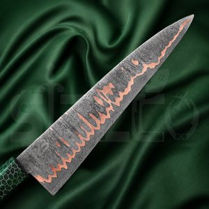 OEM Custom Copper Damascus Steel Brisket Slicing Knife Handmade <b>BBQ</b> Meat Carving Chef Knife Honeycomb Resin Handle Ideal Gift - Product Image 5