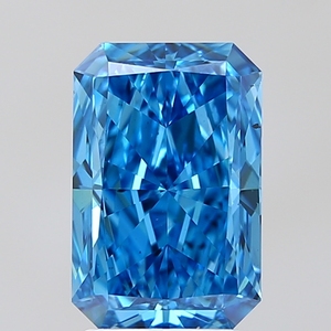 Diamant de laboratoire de 3,00 ct, taille Radiant, bleu vif fantaisie, VS2, certifié IGI, diamant CVD en vrac, vente en gros pour la fabrication de bijoux - Product Image 1