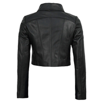 Veste en cuir véritable pour femme, coupe ajustée, style motard, en peau de mouton souple, zippée, streetwear de luxe, noire