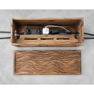 Boîte de gestion des câbles en bois de manguier en gros |   Organisateur magnétique artisanal - Product Image 4