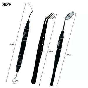 3pcs/set Dental Mirror Kit Stainless Steel Teeth Cleaning Instruments Mouth <b>Probe</b> Hook Tweezer Dentist <b>Probe</b> Comfortable Handle - Product Image 5