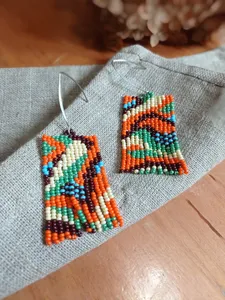 WHOLESALE NATIVE EARRING <b>BEADS</b> Miyuki Beaded Fringe Earrings: Handmade Mexican Boho Jewelry for Women Party, BIRTHDAY, WEDDING - Product Image 5