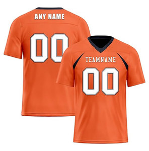 Camiseta de Fútbol Americano Personalizada para Hombre, Naranja, Cuello en V, Manga Corta, Impresión Sublimada, Absorbe la Humedad, Nombre del Equipo, Número 00 - Product Image 2