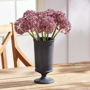 Vase de table en métal noir givré, design minimaliste à large ouverture, 14H, fait main, décoration - Product Image 4