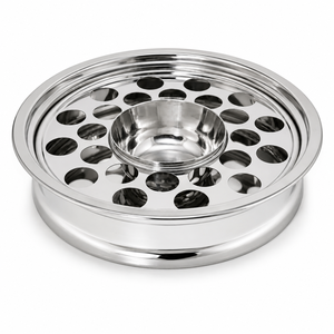 Bandeja de Comunión de Acero Inoxidable, Plato de Servir Pulido con Plato Central para Pan, Plato Redondo Perforado para Buffet - Product Image 1