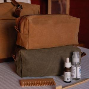 Trousse de Toilette de Voyage Imperméable en Cuir et Toile, Grande Capacité, avec Fermeture Éclair, Tendance, pour Sac, Organisateur de Voyage LCTB-0006 - Product Image 3