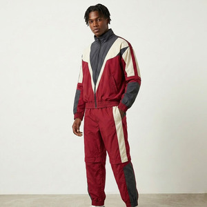 Wholesale Retro Color Block Windbreaker Tracksuit Set Zip Up <b>Track</b> <b>Jacket</b> Jogger Pants Custom Sportswear - Product Image 3