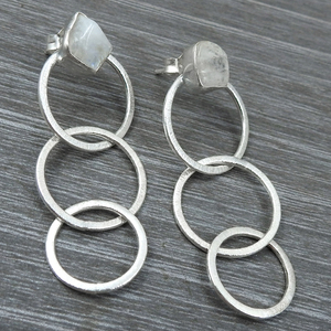 Pendientes colgantes de plata de ley 925 con piedras preciosas naturales de arcoíris, hechos a mano, estilo bohemio vintage, regalo de boda para ella. - Product Image 6