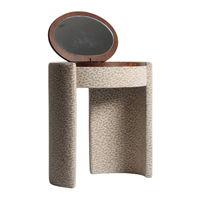 Table de toilette France Desk Roxenne beige motif léopard pour chambre à coucher, avec miroir et tabouret rembourré, vente en gros