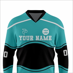 Custom Printed <b>Mesh</b> Hockey Jersey V Neck Team Uniform Long Sleeve Sports Shirt Spring Summer Front Name Number OEM ODM Supplier - Product Image 4