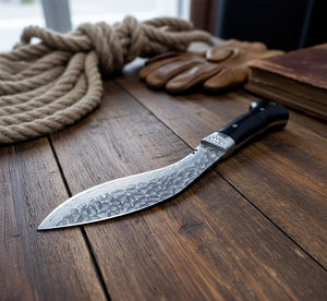 Customizable Forged Industrial Grade Stainless Steel <b>Blade</b> Bowie <b>Knife</b> Carved Diamond Pattern Wood OEM Multifunctional Sharp - Product Image 4