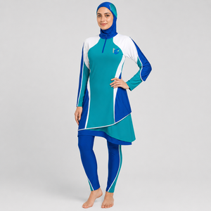 Ensemble Burkini Modeste 4 Pièces Personnalisé pour Femme, Hijab Modeste Grande Taille Imprimé, Ensemble Burkini 4 Pièces Écologique - Product Image 1