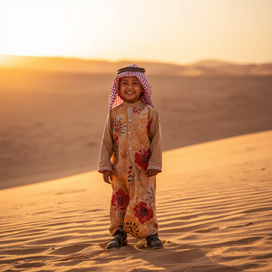 Túnica Infantil Estilo Qatar, Jubba Islámica Tradicional de Manga Larga, Cómoda Túnica de Algodón para Niños, Ropa de Oriente Medio con Personalización OEM - Product Image 3