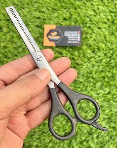 Ciseaux de coiffure professionnels à double tranchant en acier inoxydable pour barbier droitier, lame droite, pointe affûtée, confortables - Product Image 4