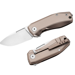 Couteaux pliants Champagne Bronze avec manche en métal lisse et lame satinée, dotés d'un clip de poche, pour le camping et la randonnée en extérieur - Product Image 4