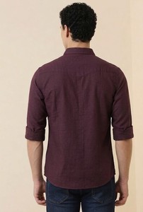 Camisa Casual de Manga Larga para Hombre Enovate, Cuello Clásico, Color Sólido, Doble Botonadura, Transpirable, Tejido de Algodón, Logotipo en el Cuello Trasero, ODM - Product Image 3