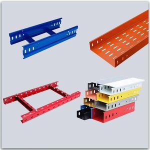 รางเคเบิลโลหะขนาด 200x100 มม., รางเคเบิลแบบขั้นบันไดเคลือบผงสแตนเลสสำหรับสายไฟและสายเคเบิล - Product Image 1