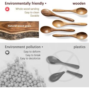 Set di 7 Cucchiaini in Legno di Acacia da 5,8 Pollici, Piccoli Cucchiai per Miele, Caffè e Tè - Product Image 3