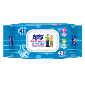 Toallitas Húmedas Sanisoft para Adultos, 99.9% Agua Pura (40 Toallitas), Precio al por Mayor - Product Image 1