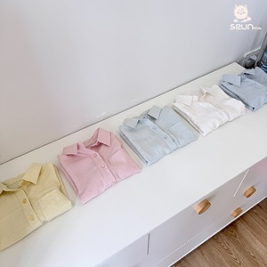 ซันคิดส์เสื้อเชิ้ตแขนสั้นสำหรับเด็ก เสื้อเชิ้ตลำลองผ้าฝ้ายป๊อปลินสีทึบสำหรับเด็กชายและเด็กหญิง - Product Image 1