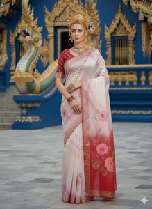 ชุดเสื้อส่าหรีผ้าไหมพรีเมียมพร้อมสวมใส่ ชุดแบบดั้งเดิมของอินเดีย/ปากีสถาน สำหรับงานปาร์ตี้ งานแต่งงาน งานดิวาลี ความยาวคลุมเท้า ไม่ยับ แห้งเร็ว - Product Image 4