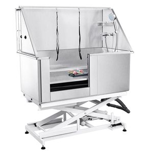 Vasca Professionale in Acciaio Inox da 50 Pollici per Toelettatura Cani con Rubinetto, Dispenser Sapone e Regolazione Elettrica dell'Altezza per Pulizia e Bagno Animali - Product Image 1