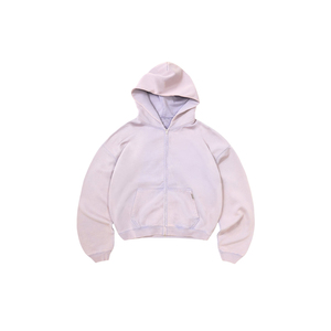 Men's Lavender <b>Cropped</b> <b>Zip</b> <b>Up</b> <b>Hoodie</b> Boxy Fleece Jacket Drawstring Hood Streetwear Wholesale - Product Image 5