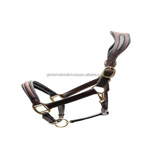 Vente chaude Rembourré en cuir Cheval Halter avec muserolle de forme anatomique et solide réglable en laiton matériel licou cheval - Product Image 4