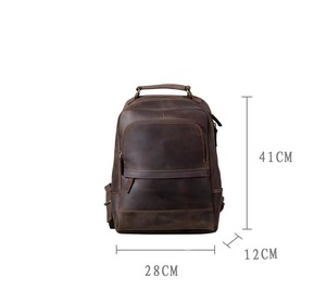 Padded Laptop Leather <b>Backpack</b> <b>Waterproof</b> Anti-Theft Vintage Rucksack Genuine Leather Travel Gear LBP-0458 - Product Image 2